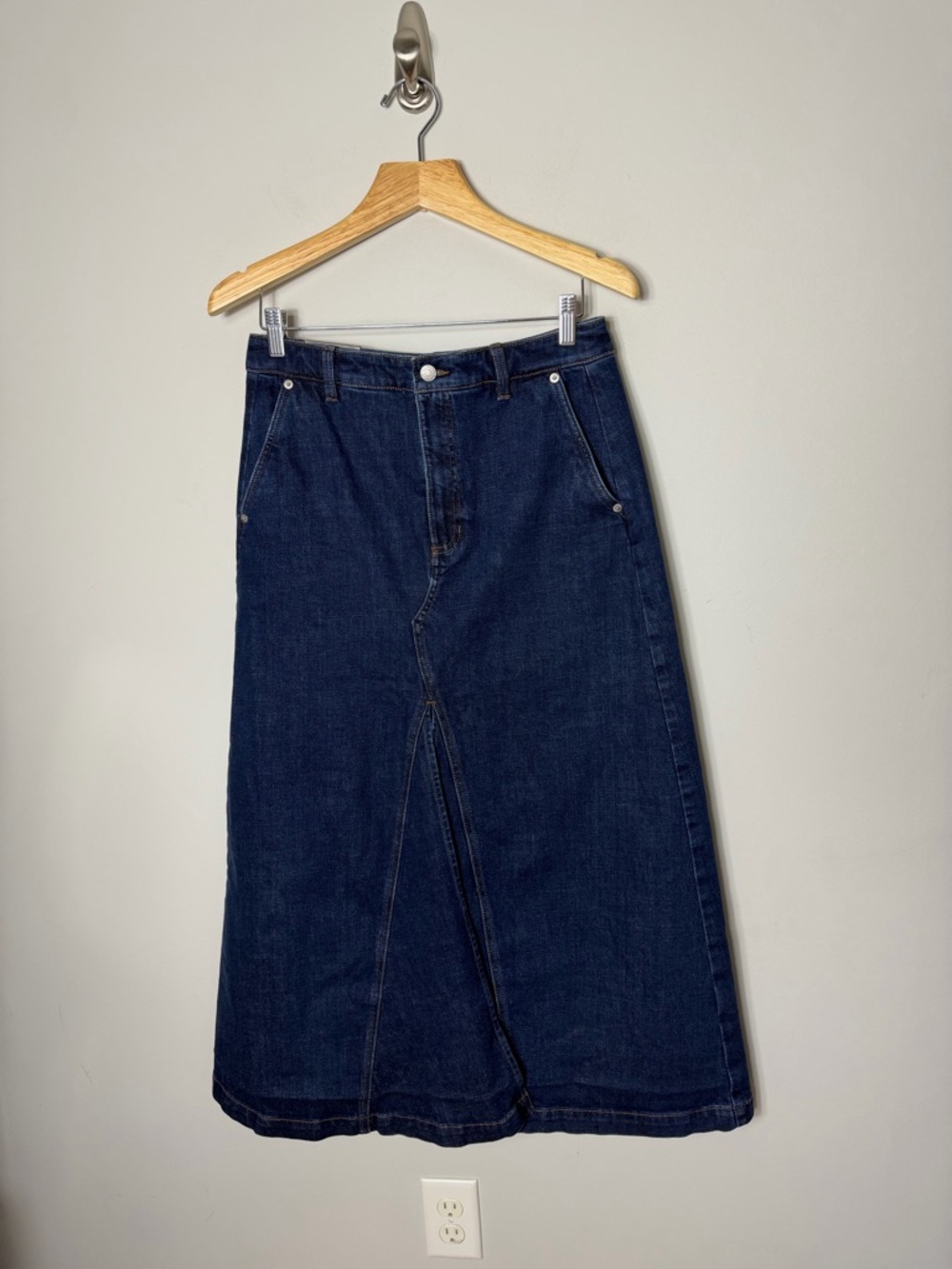 NEW Banana Republic Dark Denim Maxi Skirt Split Jeans Size 6